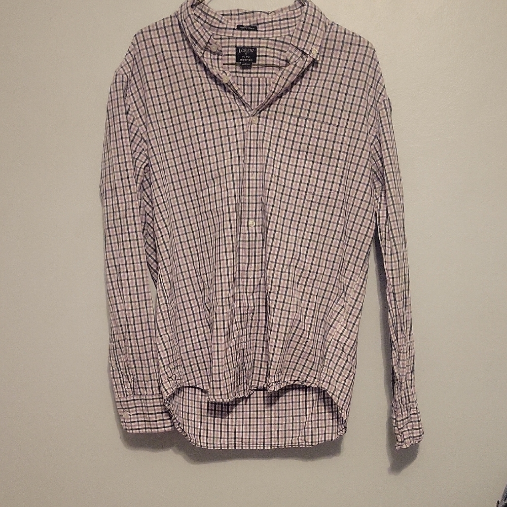 J. Crew Men's Checkered Shirt - Black and White